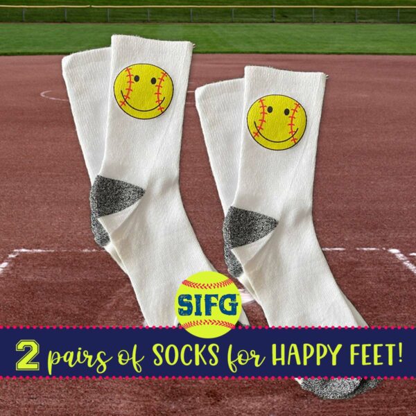 softball socks with happy face