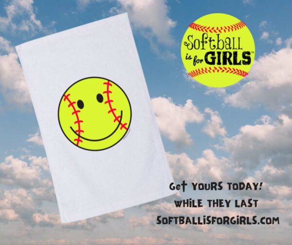 Softball happy smiling face dugout towel