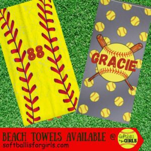 personalized softball beach towel