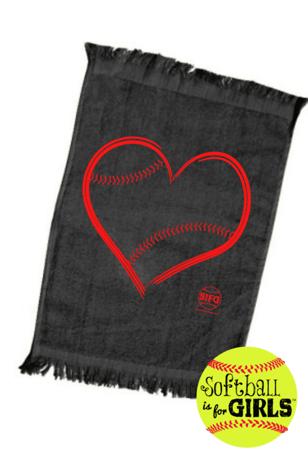 heart softball towel